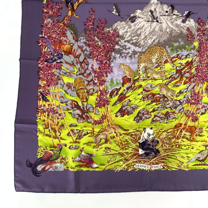 楽天市場】極美品 HERMES エルメス カレ90 シルクスカーフ パンダ 四川 