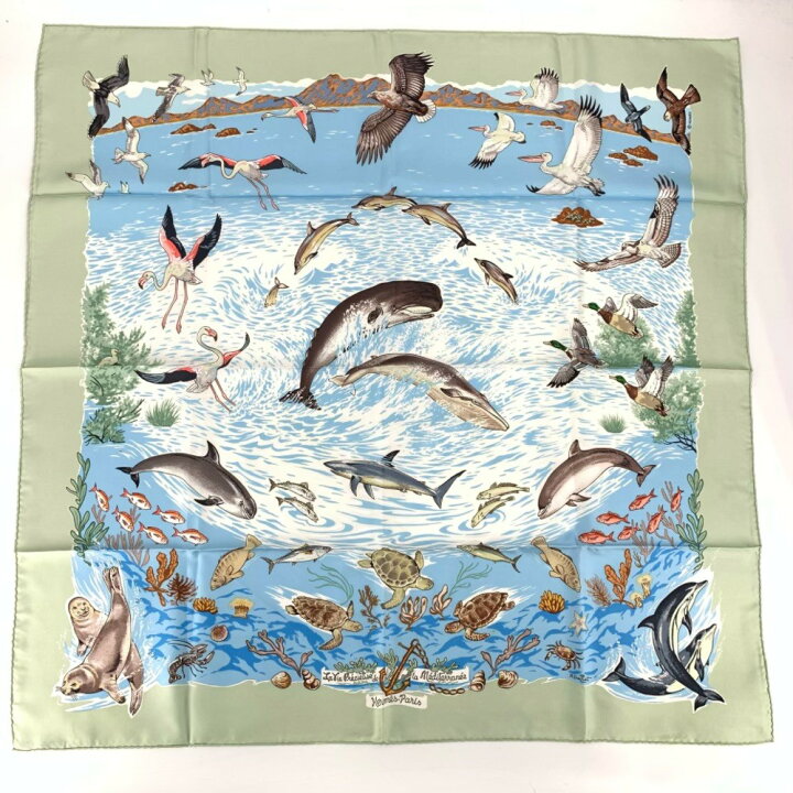 楽天市場】未使用級 希少 HERMES エルメス カレ90 シルクスカーフ 