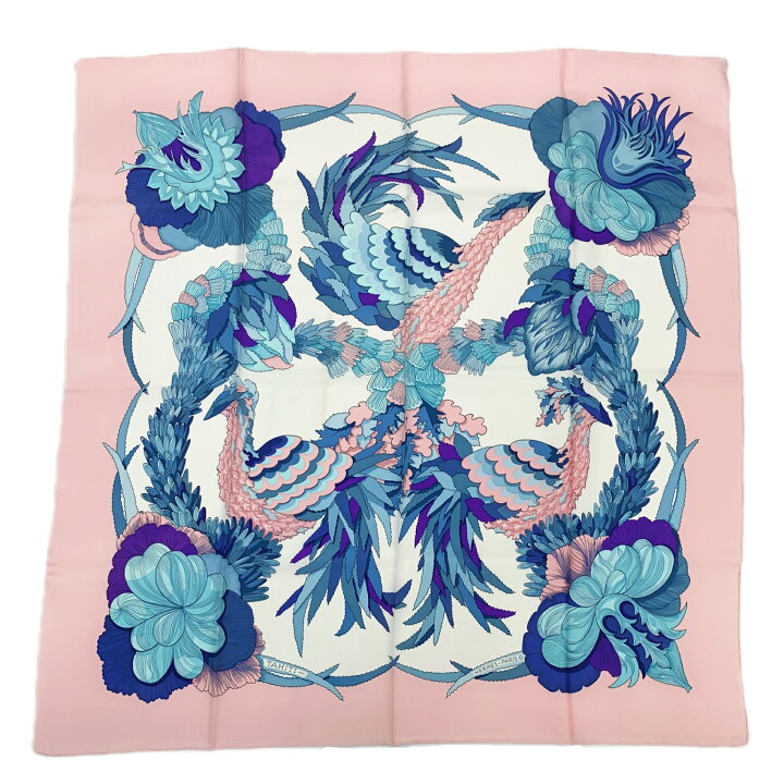 楽天市場】美品 HERMES エルメス カレ90 Tahiti タヒチ ピンク シルク 