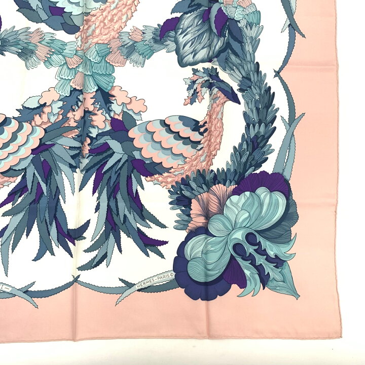 楽天市場】美品 HERMES エルメス カレ90 Tahiti タヒチ ピンク シルク 