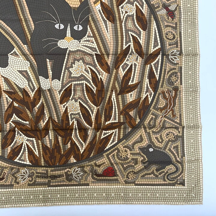 楽天市場】極美品 HERMES エルメス カレ90 CAVE FELEM 猫に注意 