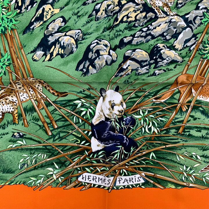 楽天市場】極美品 HERMES エルメス カレ90 SICHUAN 四川省 オレンジ x 