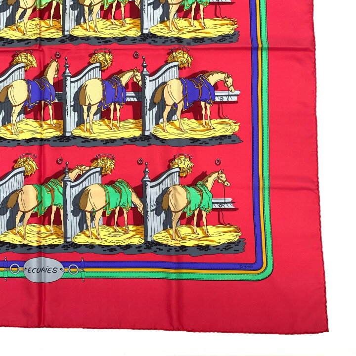 楽天市場】美品 HERMES エルメス カレ90 ECURIES 厩舎 馬柄 スカーフ 