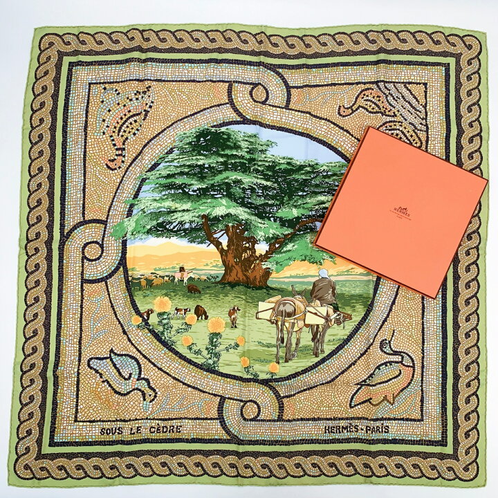楽天市場】極美品 希少 HERMES エルメス カレ90 ヒマラヤ杉の下で SOUS 