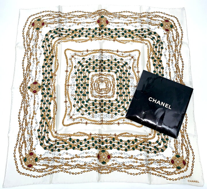楽天市場】極美品 CHANEL シャネル シルクスカーフ 大判 グリポア  