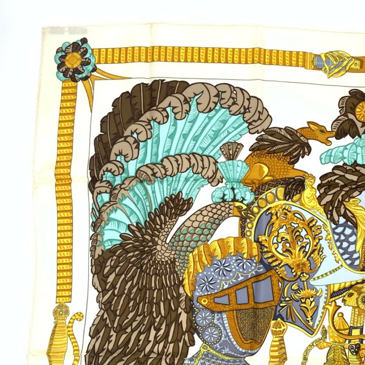 楽天市場】未使用級 HERMES エルメス カレ90 ARMETS en PANACHE 羽飾り 