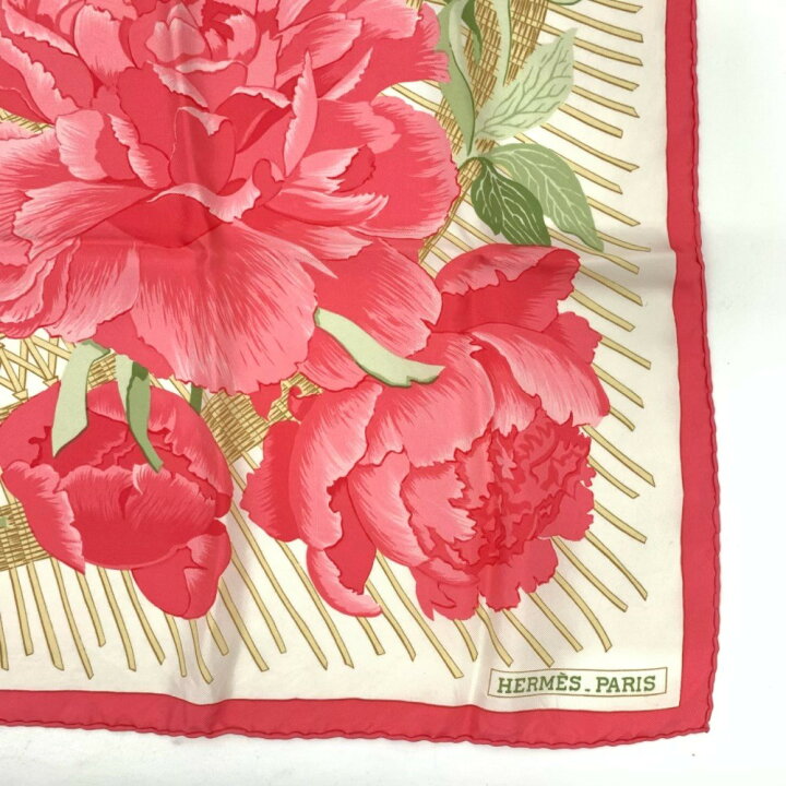 楽天市場】HERMES エルメス カレ90 Les Pivoines 芍薬 花柄 ピンク 