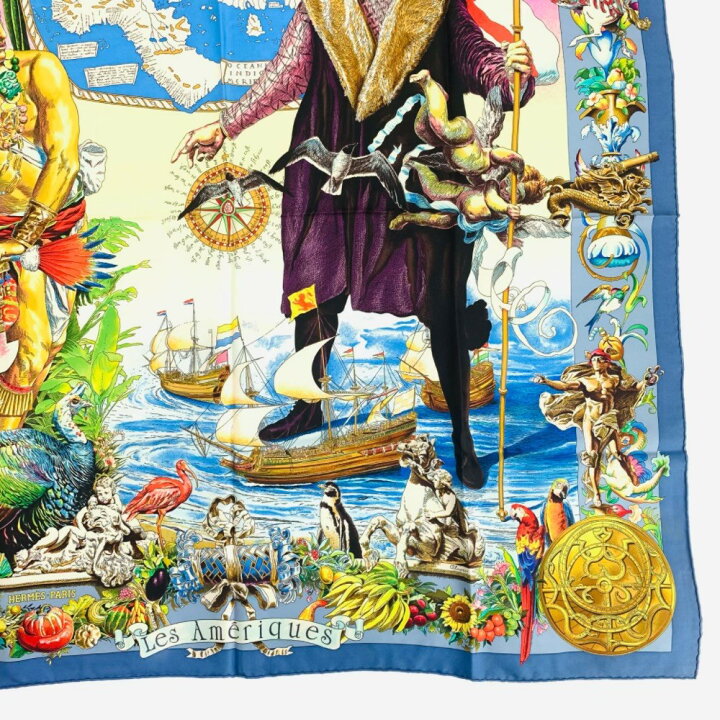 楽天市場】美品 希少 HERMES エルメス カレ90 Les Ameriques アメリカ 