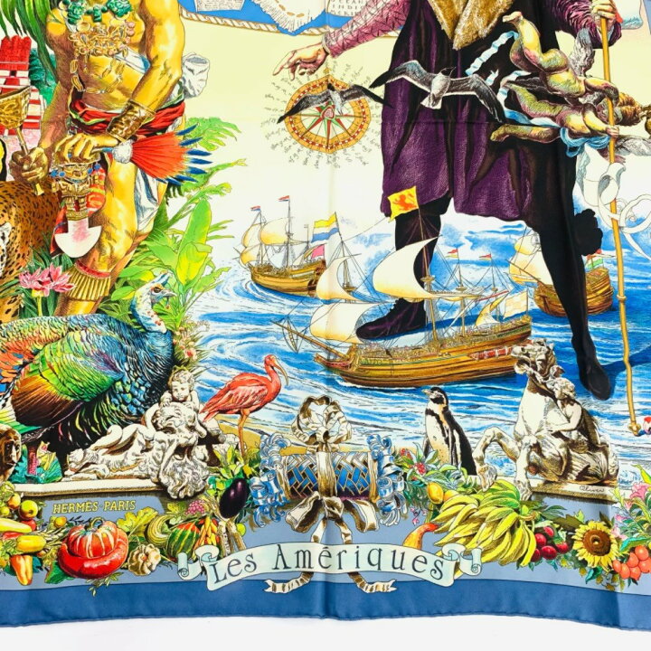 楽天市場】美品 希少 HERMES エルメス カレ90 Les Ameriques アメリカ 