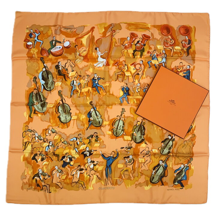 楽天市場】極美品 HERMES エルメス カレ90 CONCERTO コンチェルト 