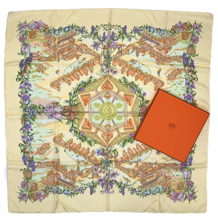楽天市場】極美品 HERMES エルメス カレ90 スカーフ Au Pay de Cocagne 