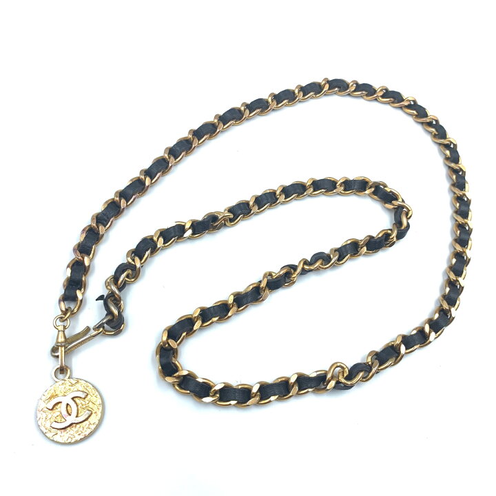 楽天市場】美品 CHANEL シャネル ビンテージ チェーンベルト レザー 