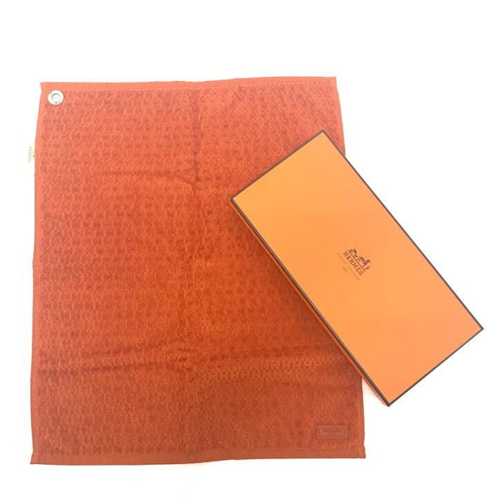 楽天市場】未使用品 HERMES エルメス タオル タグ付き Hロゴ オレンジ 