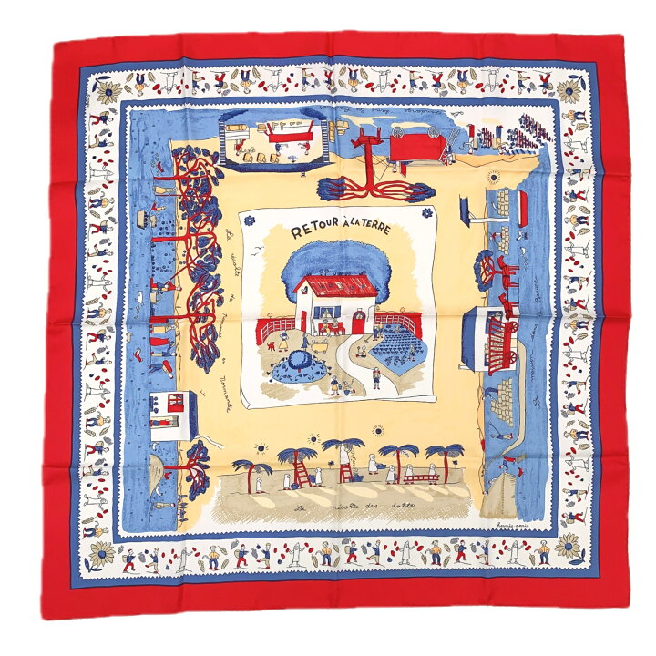 楽天市場】極美品 HERMES エルメス カレ90 RE TOUR A LA TERRE 故郷に 