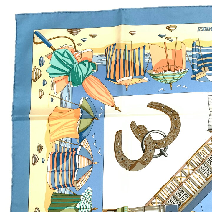 楽天市場】美品 HERMES エルメス カレ90 CHARMES DES PLAGES NORMANDES 