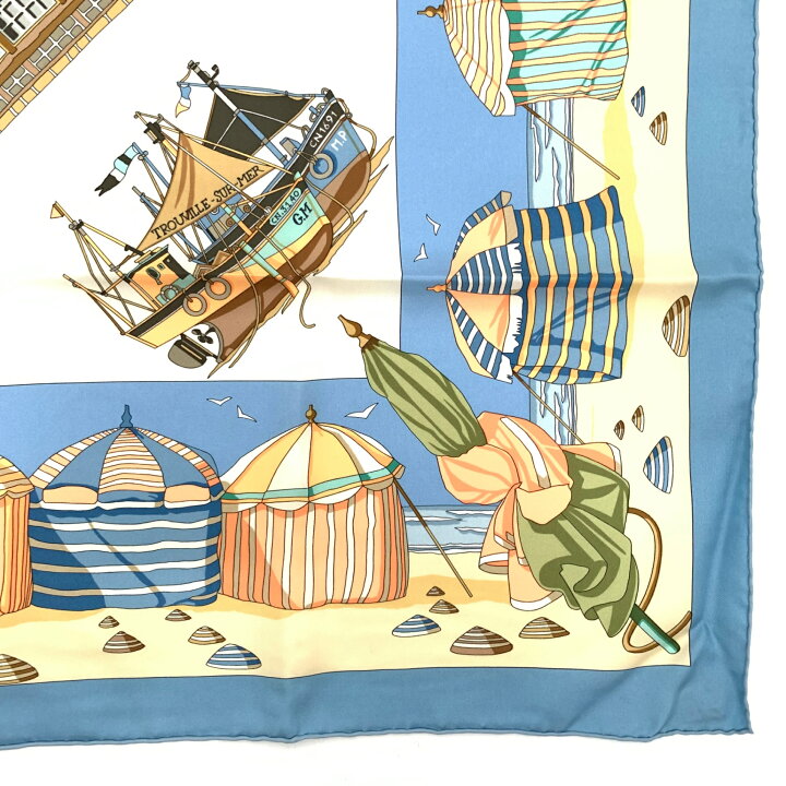 楽天市場】美品 HERMES エルメス カレ90 CHARMES DES PLAGES NORMANDES 