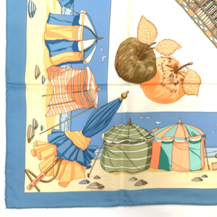 楽天市場】美品 HERMES エルメス カレ90 CHARMES DES PLAGES NORMANDES 