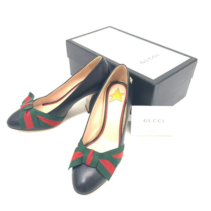 楽天市場】極美品 GUCCI グッチ パンプス シェリーライン ウェブボウ 