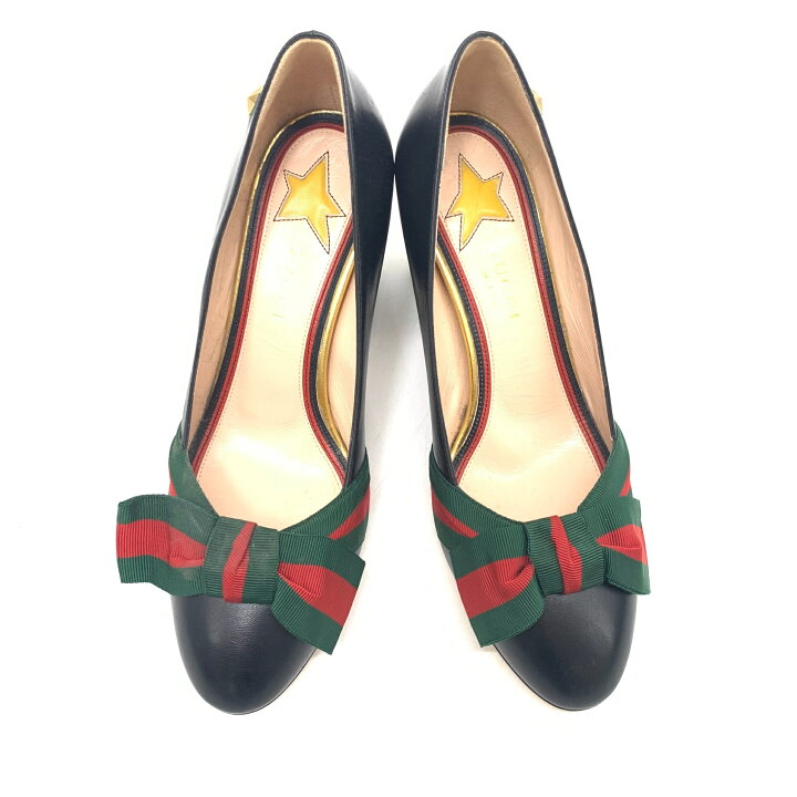 楽天市場】極美品 GUCCI グッチ パンプス シェリーライン ウェブボウ 