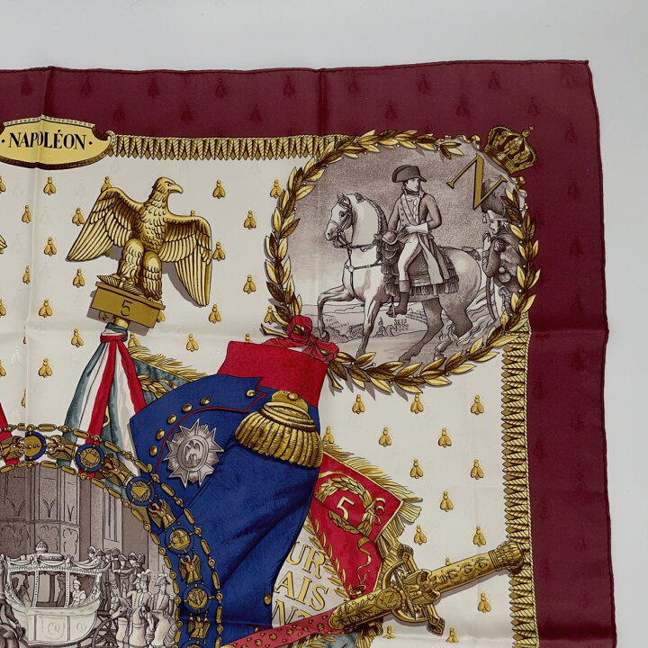 未使用・美品】エルメス HERMES スカーフ カレ90 乗馬 ワインレッド 