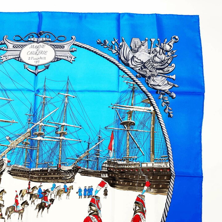 楽天市場】未使用級 HERMES エルメス カレ90 MARINE ET CAVALERIE 海と 