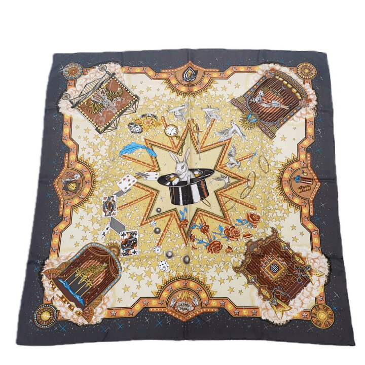楽天市場】極美品 HERMES エルメス カレ90 LA MAGIE マジック ブラウン 