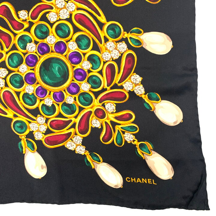 楽天市場】美品 CHANEL シャネル グリポア シルク100% 大判 スカーフ 