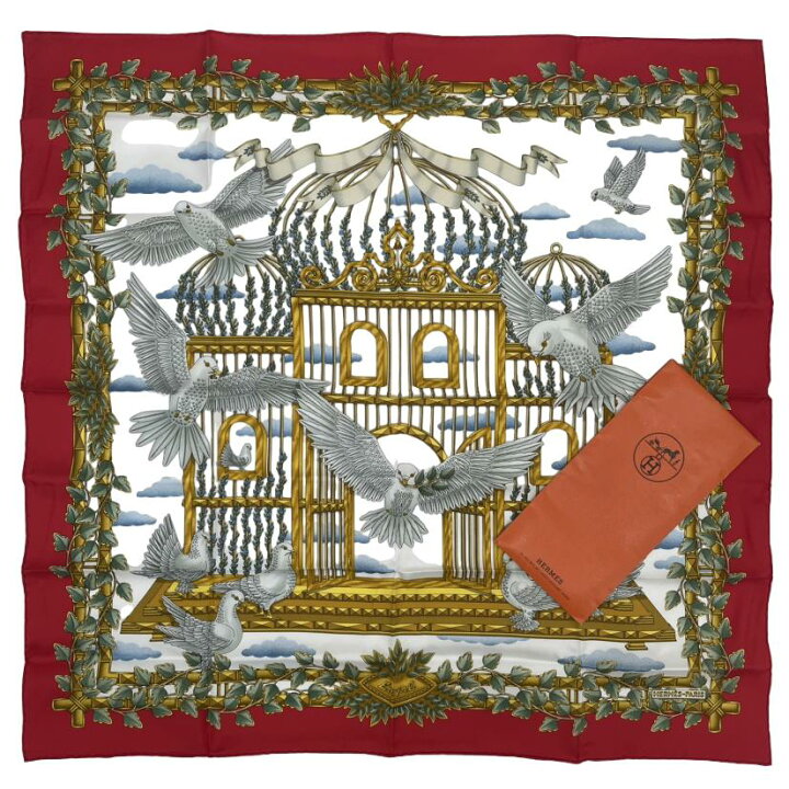 楽天市場】新品同様 HERMES エルメス カレ 90 ENVOL 飛翔 鳩 シルク 