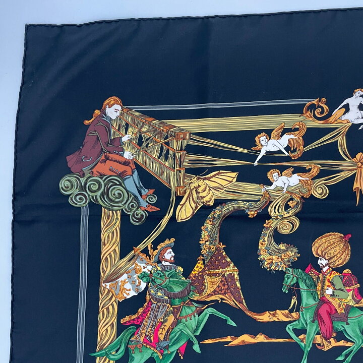 楽天市場】新品同様 HERMES エルメス カレ90 Au FIL de la SOIE 絹糸の 