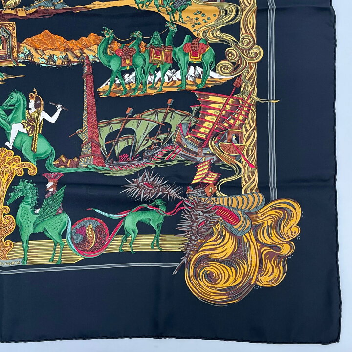楽天市場】新品同様 HERMES エルメス カレ90 Au FIL de la SOIE 絹糸の 