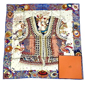 新品同様 HERMES エルメス Costume de Fete コスチューム・ドゥ・フェット カレ90 シルク スカーフ マルチカラー 箱付き