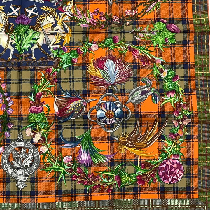 楽天市場】美品 HERMES エルメス カレ90 シルク スカーフ FLEURS D 