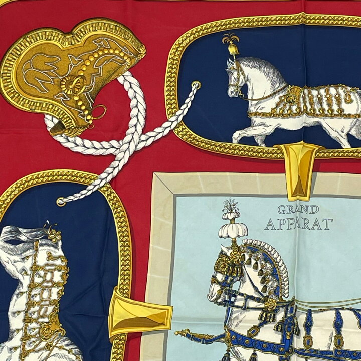 楽天市場】HERMES エルメス カレ90 GRAND APPARAT 盛装の馬 マルチ  