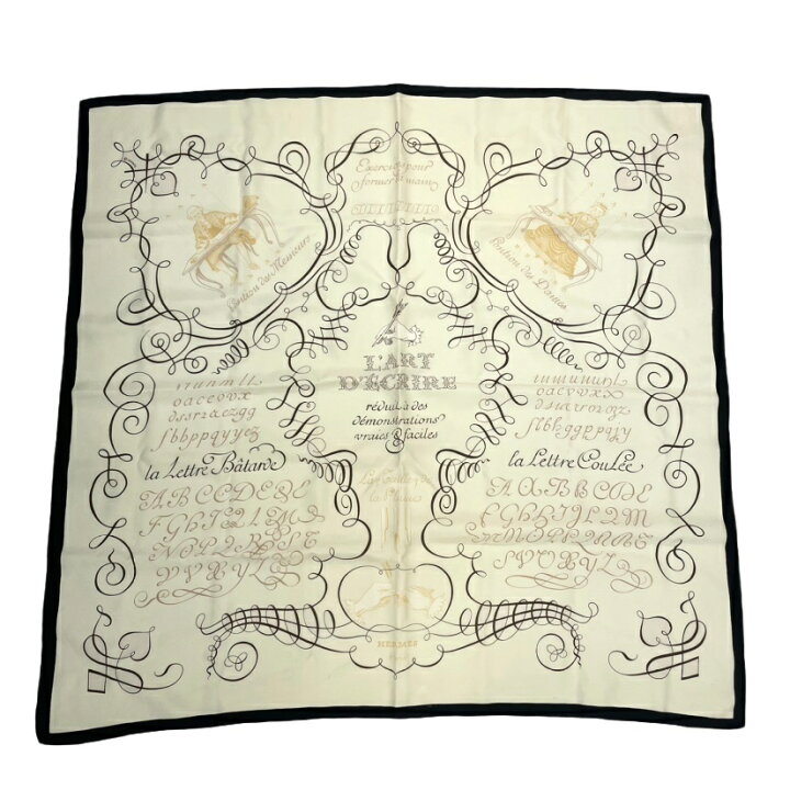 楽天市場】美品 HERMES エルメス カレ90 LART DECRIRE 書の芸術 