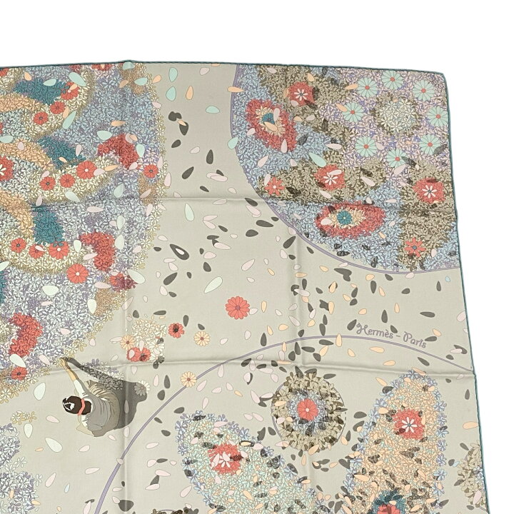 楽天市場】極美品 HERMES エルメス カレ90 スカーフ シルク 花の捧げ物 