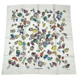 極美品 HERMES エルメス スカーフ カレ90 シルク 鉱物 mineraux ホワイト