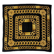 極美品 CHANEL シャネル スカーフ シルク ココマーク チェーン ブラック