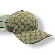 極美品 GUCCI グッチ 帽子 ベースボールキャップ GGキャンバス ブラワン サイズM