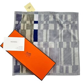 未使用品 HERMES エルメス ハンカチ 刺繡 ロゴ グレー