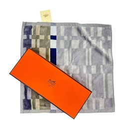 未使用品 HERMES エルメス ハンカチ 刺繡 ロゴ グレー