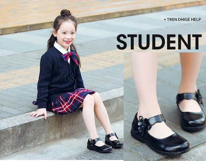 2021年最新海外 フォーマル 女の子 子供 キッズ 靴 花 黒 ブラック シューズ