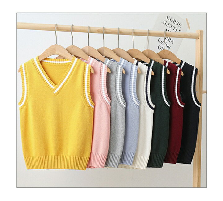 楽天市場】【着回し力抜群】子供服 ニットベスト Vネック ベスト  
