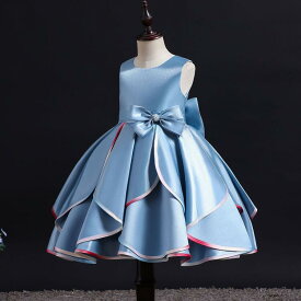 送料無料 子供ドレス 発表会ドレス ピアノ発表会 ジュニア ドレス キッズ パーティードレス 子供 ドレス フォーマルドレス リボンドレス 結婚式　演奏会 フラワーガール 100cm 110cm 120cm 130cm 140cm 150cm 選べる6色 グリーン パープル イエロー ピンク ブルードレス