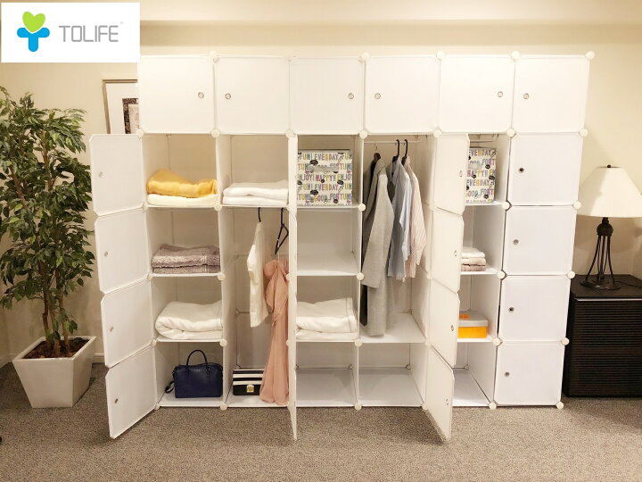 楽天市場 ワードロープ ハンガーラック 衣装ケース 収納家具 組立式 クローゼット タンス ラック 収納ボックス 30扉大容量収納 クローゼット3つ仕様 L001xx カラーボックス シンプル スリム 扉付 おしゃれ家具 送料無料 組立簡単アレンジ自由自在 Tolifeショップ