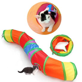 猫トンネル　2つ窓付き　コンパクト収納　キャット用おもちゃ　隠れん坊ゲーム　ネコハウス　ペットおもちゃ　おりたたみ収納　条件付き送料無料