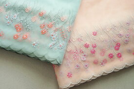 可愛い　小花　刺繍　チュールレース　幅230mm　単位50cm　全二色