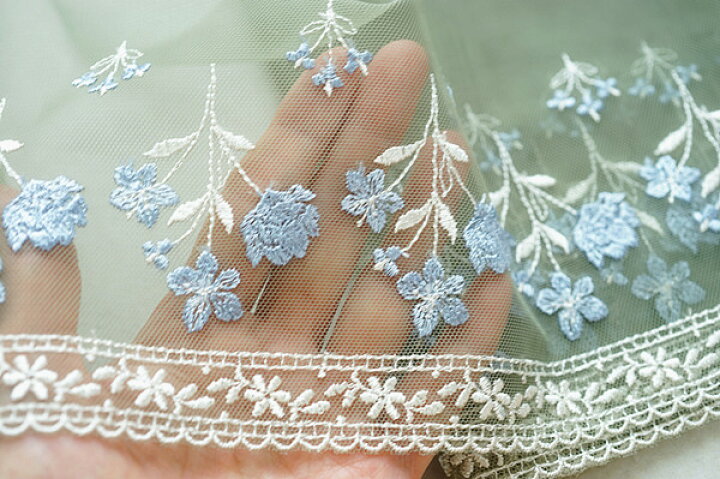 楽天市場】素敵な 花柄刺繍 チュールレース 幅185mm 単位50cm 全四色 