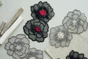 ミックス色　ダブル　花柄　刺繍　レースモチーフ　単位一枚　全二色