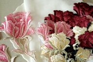 立体感　刺繍　バラ　薔薇　レースモチーフ　Sサイズ-Lサイズ　単位一枚　全三色