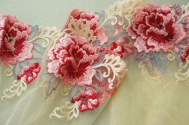 楽天市場】立体感 花柄刺繍 チュールレース 幅185mm 単位50cm : トマト屋